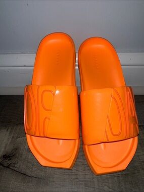 Bright Orange Slide Sandals